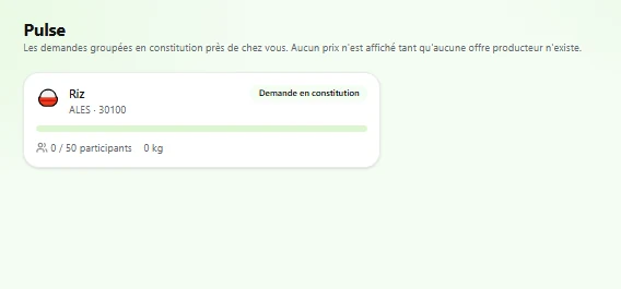 Pulse BIOTERIS montrant des demandes locales regroupées